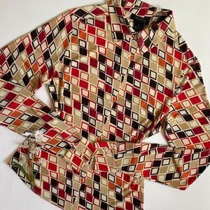 Y2K retro square print blouse